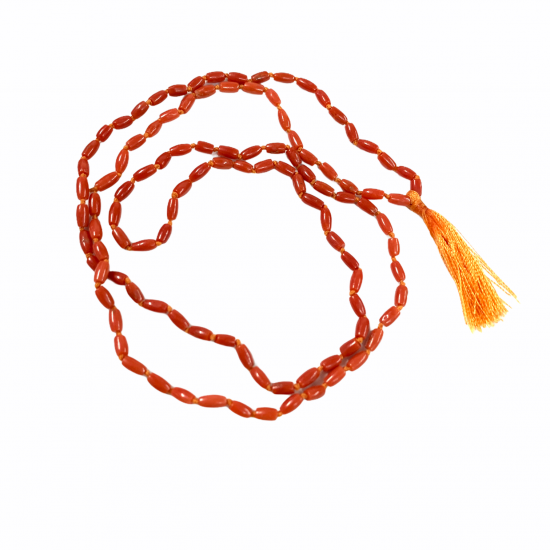 Natural Red Coral 109 Stones Long Beads Necklace Mala 90ct Natural Red Coral 109 Stones Long Beads Necklace Mala 90ct