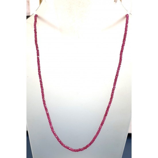 Natural Ruby Faceted Rondelle Beaded Woman Necklace 18 inch Natural Ruby Faceted Rondelle Beaded Woman Necklace 18 inch