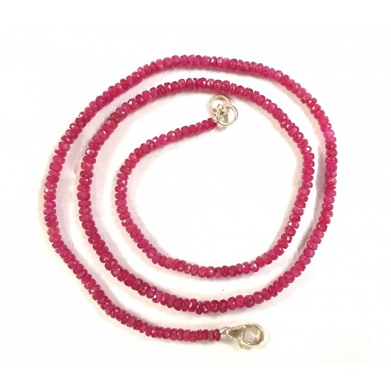 Natural Ruby Faceted Rondelle Beaded Woman Necklace 18 inch Natural Ruby Faceted Rondelle Beaded Woman Necklace 18 inch