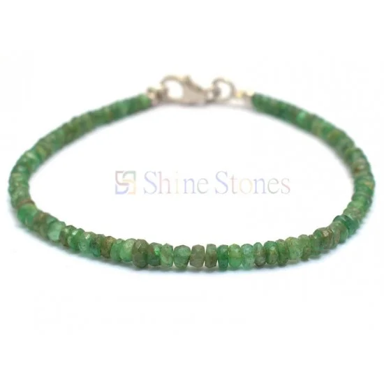 Emerald Sterling Silver Bracelet (Design B10) | GemPundit