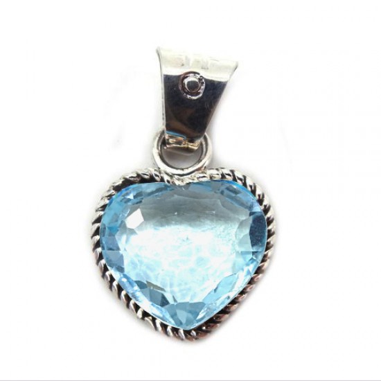 14 ct Certified Natural Blue Topaz Heart Shape Gemstone Pendant 14 ct Certified Natural Blue Topaz Heart Shape Gemstone Pendant