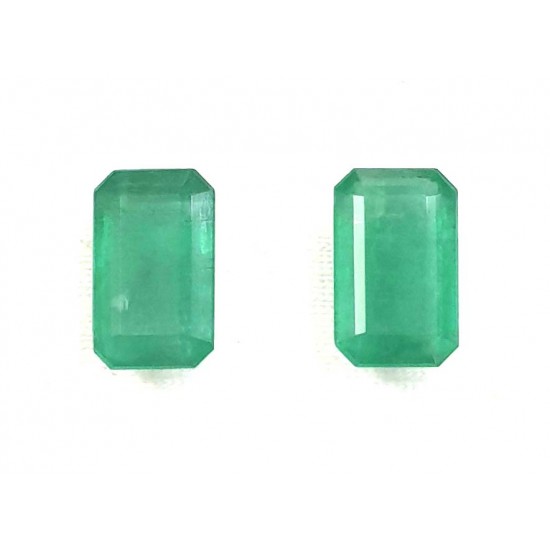 Certified  Natural Zambian Emerald Panna Clean Transparent 2 Pcs Pair 10.90cts