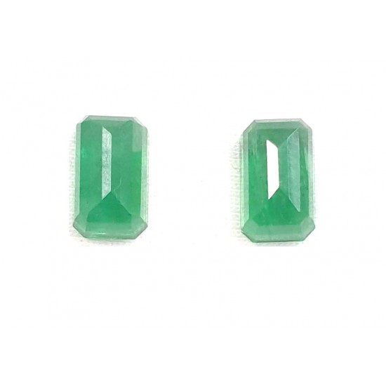Certified  Natural Zambian Emerald Panna Clean Transparent 2 Pcs Pair 10.90cts