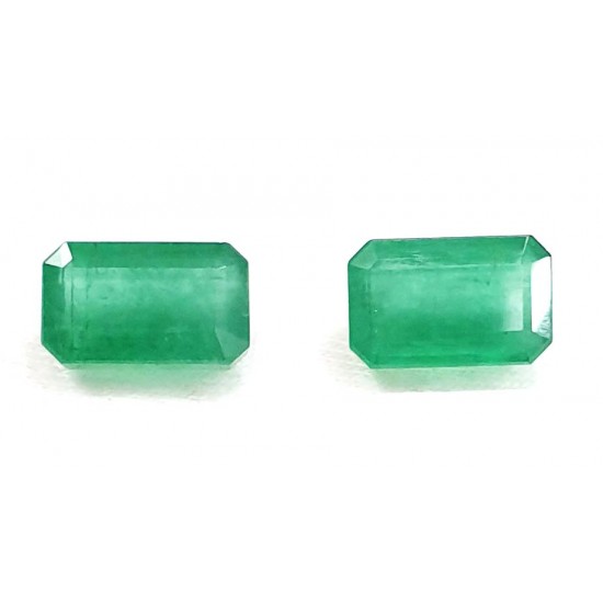 Certified  Natural Zambian Emerald Panna Clean Transparent 2 Pcs Pair 10.90cts