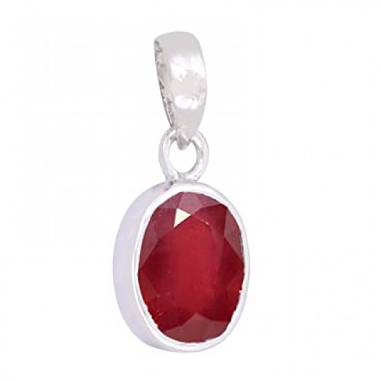 6.0ct 925 Silver Natural Red Ruby Oval Certified Finest Quality Pendant 6.0ct 925 Silver Natural Red Ruby Oval Certified Finest Quality Pendant