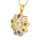 925 Sterling Silver Om Religious Locket, 9 Stones Navratan Gold Plated Unisex Pendant