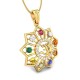 925 Sterling Silver Om Religious Locket, 9 Stones Navratan Gold Plated Unisex Pendant