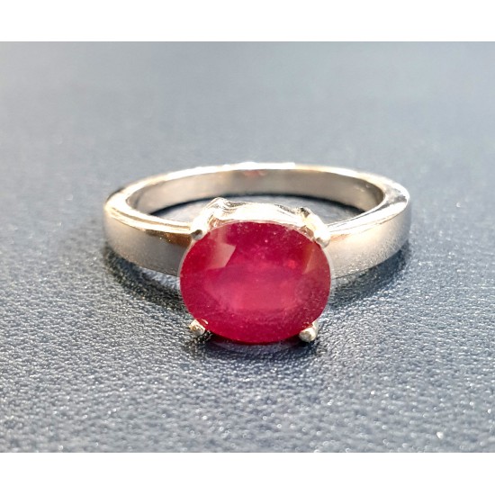 3ct 925 Silver Natural Certified Ruby Earth Mined Gemstone Ring 