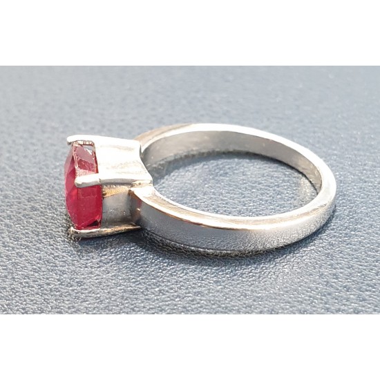 3ct 925 Silver Natural Certified Ruby Earth Mined Gemstone Ring 