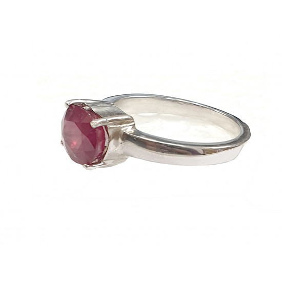 3ct 925 Silver Natural Certified Ruby Earth Mined Gemstone Ring 
