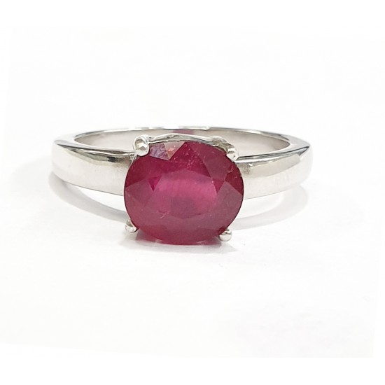 3ct 925 Silver Natural Certified Ruby Earth Mined Gemstone Ring 