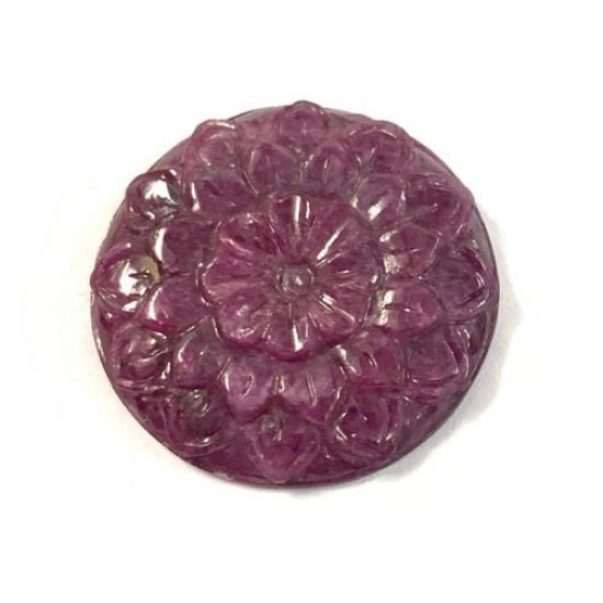 Rare Certified Natural Unheated Untreated Carved Ruby Round Carving 32ct Rare Certified Natural Unheated Untreated Carved Ruby Round Carving 32ct