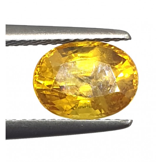 3.25 Ct 3.50 Ratti Certified Earth Mined Yellow Sapphire Finest Quality