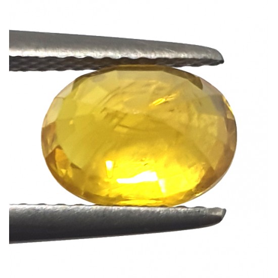 3.25 Ct 3.50 Ratti Certified Earth Mined Yellow Sapphire Finest Quality