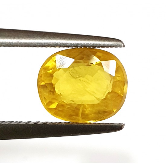 2.55Ct 3 Ratti Natural Certified Yellow Sapphire Pukhraj Finest Quality