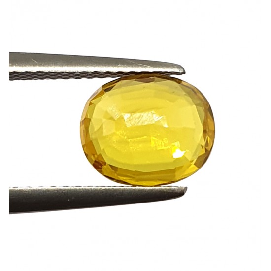 3.30 Ct Certified  Premium Quality Yellow Sapphire Clean Transparent
