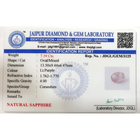 7.39ct Natural Certified Ceylon Purple Pink Sapphire Loose Unisex Gemstone 7.39ct Natural Certified Ceylon Purple Pink Sapphire Loose Unisex Gemstone